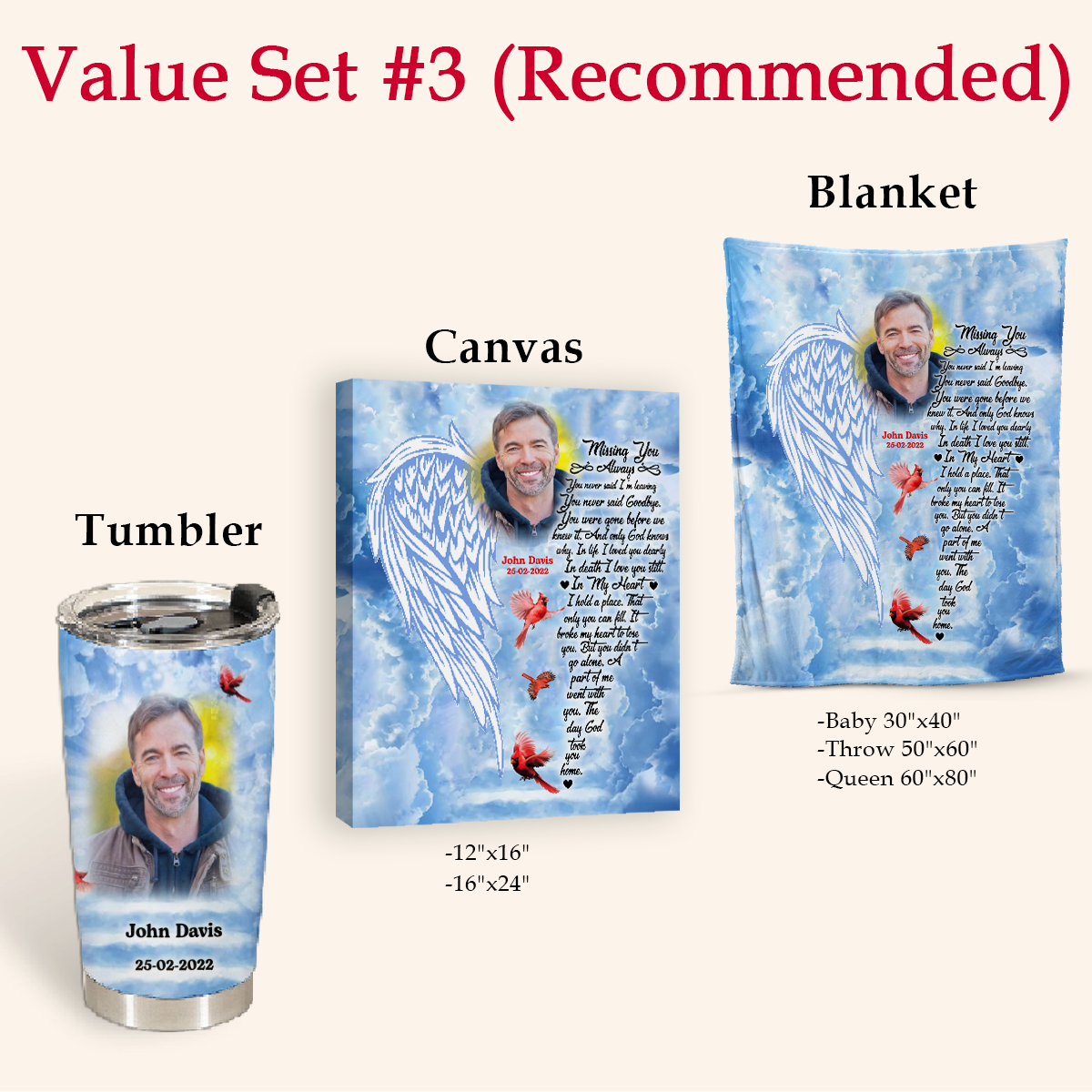 Missing You Always Cardinal Personalized Photo Tumbler Memorial