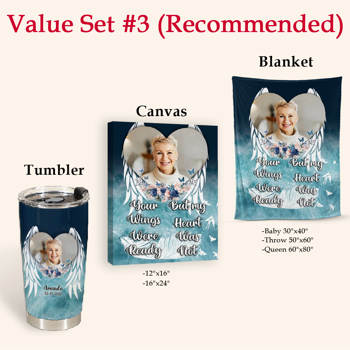 Your Wings Were Ready But My Heart Was Not Personalized Tumbler Memorial