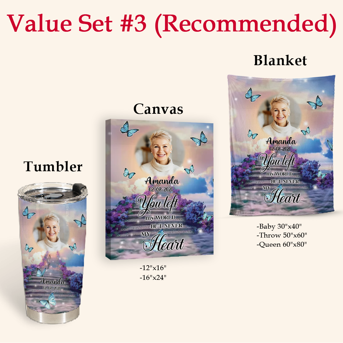 You Left My World, Butterfly Personalized Photo Tumbler Memorial