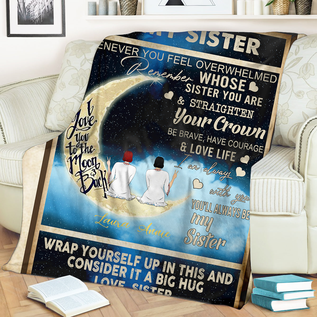 Love You To The Moon And Back - Personalized Blanket - Gift For Sister mockup_434dc430-d6af-44e6-a5d2-a336b6575827.jpg?v=1644998324