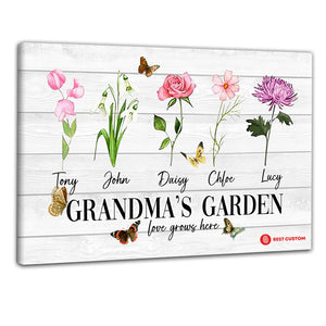 Birth Month Flower Canvas - Gift For Grandma