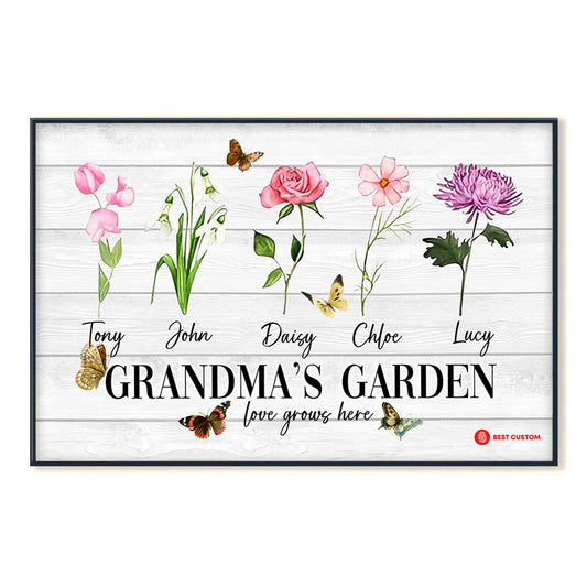 Birth Month Flower Canvas - Gift For Grandma