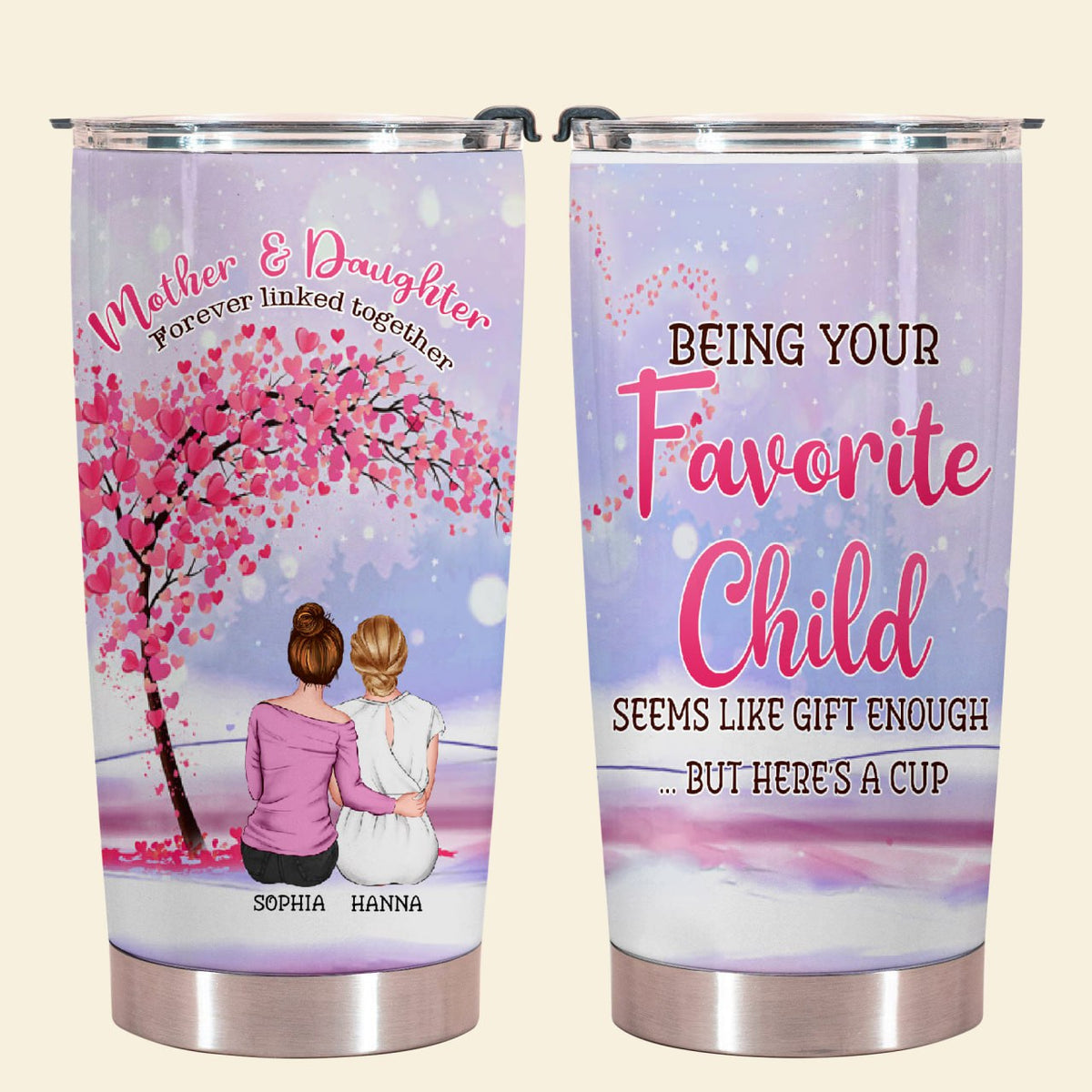 Mother And Daughters Forever Linked Together - Personalized Tumbler - Gift For Mom, Mother's Day