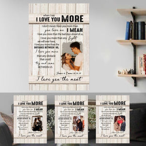 I Love You More Custom Photo Canvas Gift For Couple