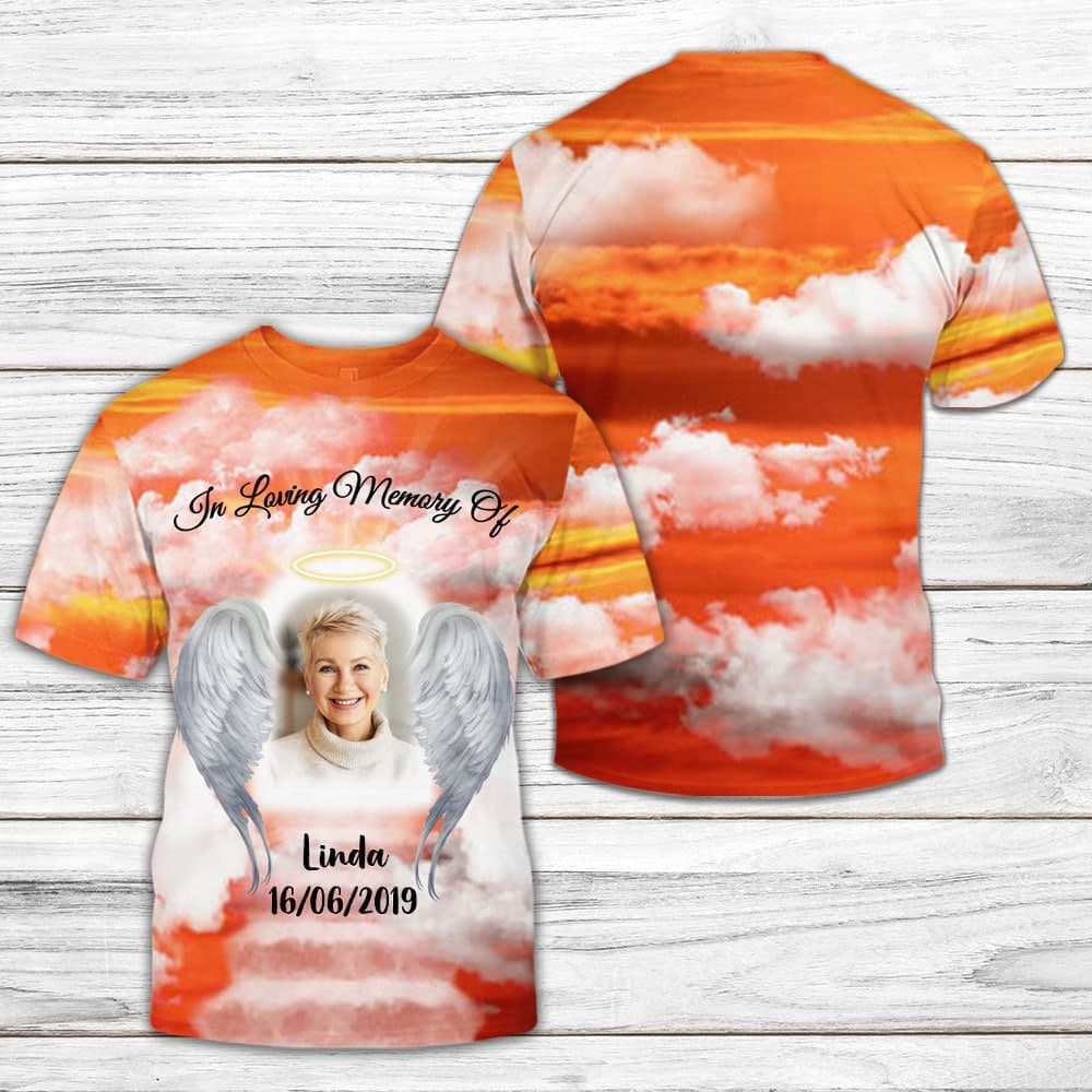 Heaven Wings RIP Personalized Photo 3D All Over Print Shirt Memorial