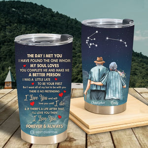 Old Couple With Zodiac Star - Personalized Tumbler - Gift For Couple