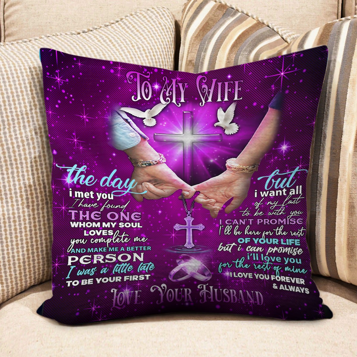 I Love You Forever And Always - Personalized Pillow - Gift For Wife