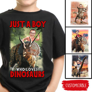 Ride on a Dinosaur Custom Photo Personalized Standard Youth T-Shirt