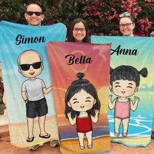 Family Chibi Summer Vacation Personalized Beach Towel - Gift For Family photo_2022-07-25_09-32-14_2_48068f58-5dbb-4700-b04f-0d82b024b1d3.jpg?v=1658809024