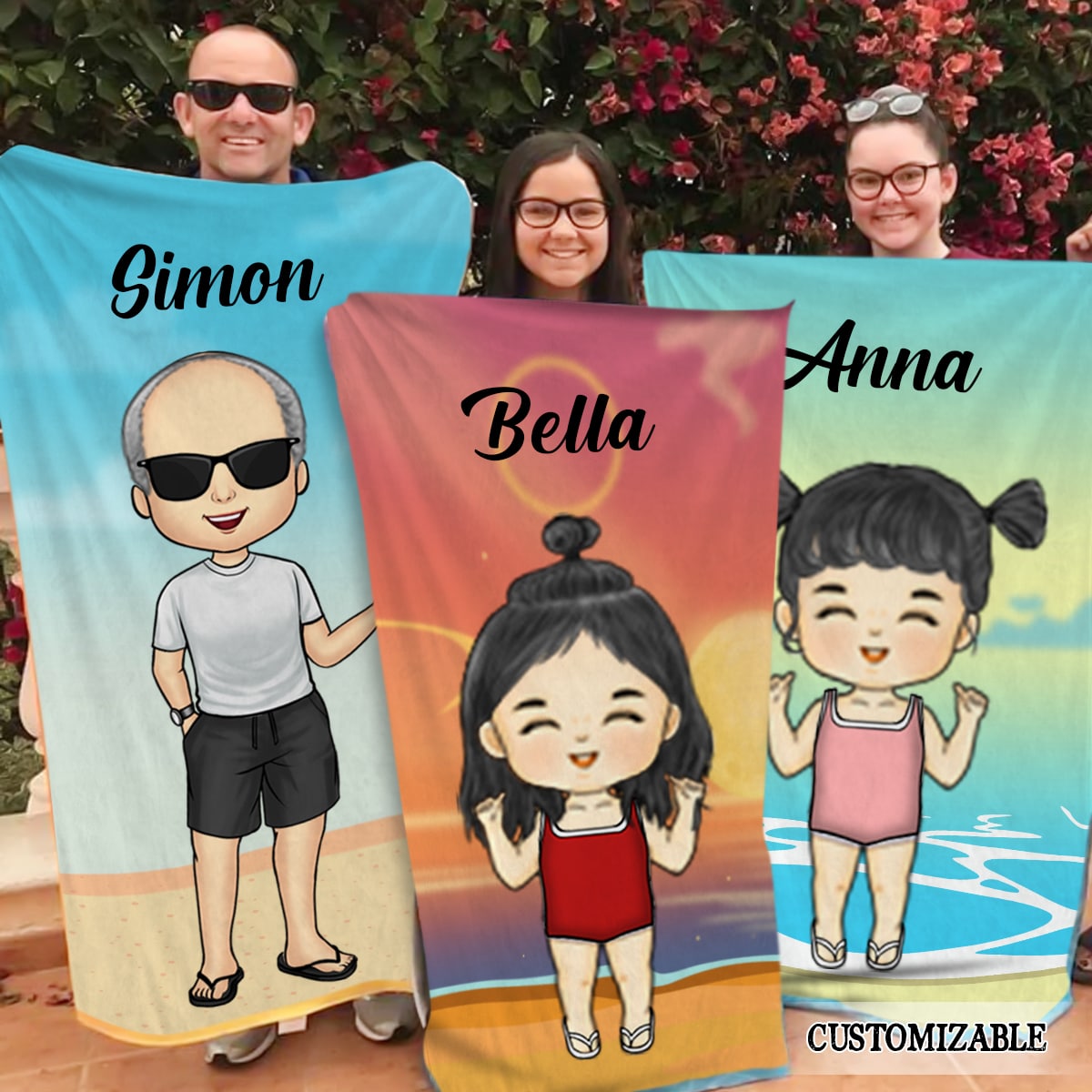 Family Chibi Summer Vacation Personalized Beach Towel - Gift For Family photo_2022-07-25_09-32-14_24bf1e59-ffd0-40d1-b886-ffdf10bf7369.jpg?v=1658809024