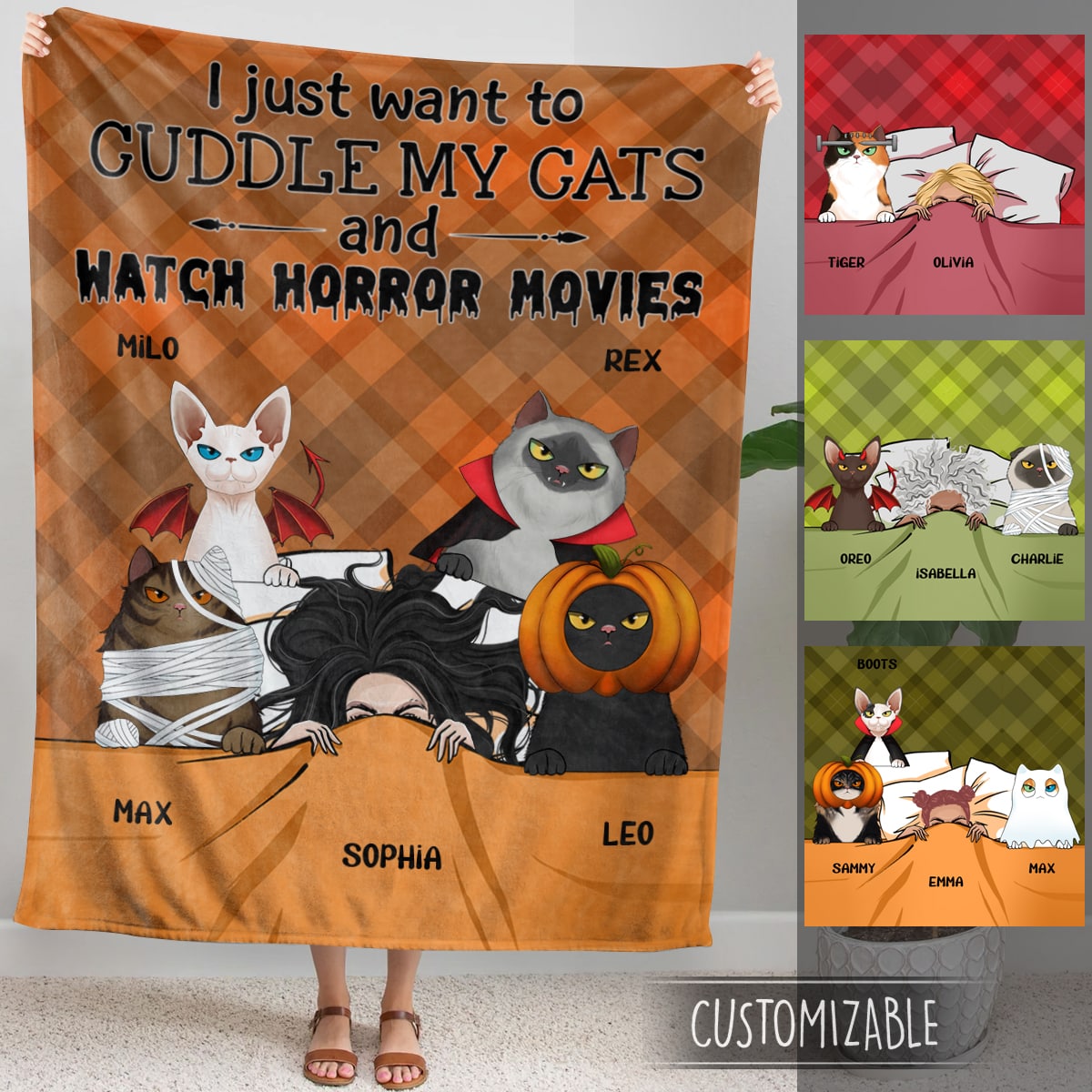 I Just Want To Cuddle My Cats And Watch Horror Movies Personalized Blanket Gift For Cat Lovers photo_2022-08-23_09-49-23_4d67a6ab-0a41-4cd2-b8f8-c1a83665dff8.jpg?v=1664597961