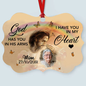 God Has You In His Arm Custom Photo Personalized Aluminum Ornament Memorial Gift