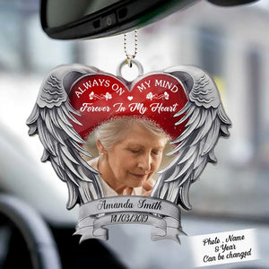 Angel Heart Wings Memorial Always On My Mind -  Personalized Photo Custom Shape Ornament - Memorial