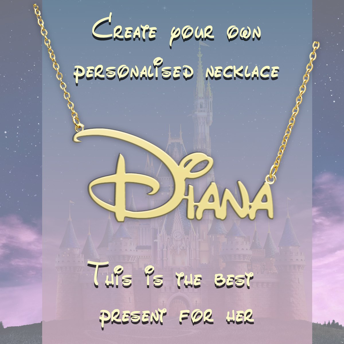 Personalized Princess Style - Custom Name Necklace - Gift for Baby, Sister, Bestie, Birthday Gift