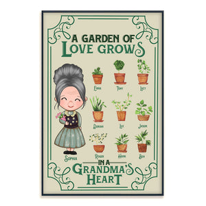 A Garden Of Love Grows In A Grandma's Heart - Personalized Canvas - Gift For Grandma