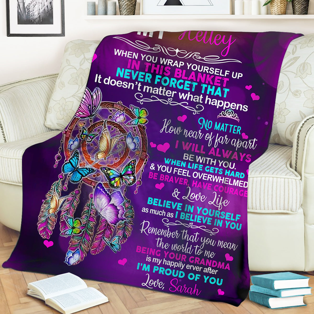 Dreamcatcher Love Life Believe In Yourself - Personalized Blanket - Gift For Granddaughter preview_e19e68be-3778-4233-bcff-0782a7e9b4fc.jpg?v=1644998279