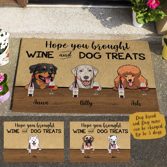 Cute Dog, Hope You Brought Wine And Dog Treats,Gift For Dog Lovers Personalized Doormat Christmas Gift HQ  thuy9.jpg?v=1606904472