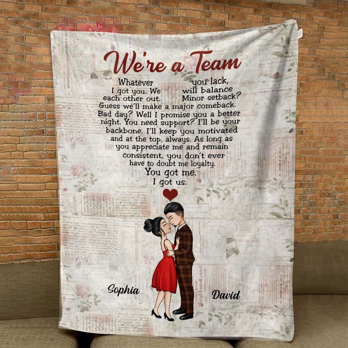 We're A Team Vintage - Anniversary, Gift For Spouse, Lover, Husband, Wife, Boyfriend, Girlfriend Blanket - Gift For Couple
